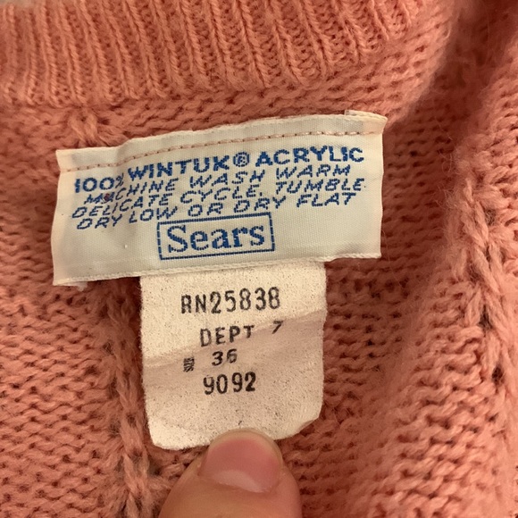 Sweet Pink Knit Cardigan Sweater Medium vintage - Picture 9 of 9